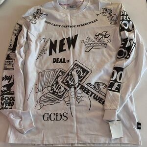 Gcds White Graphic Long Sleeve Tee